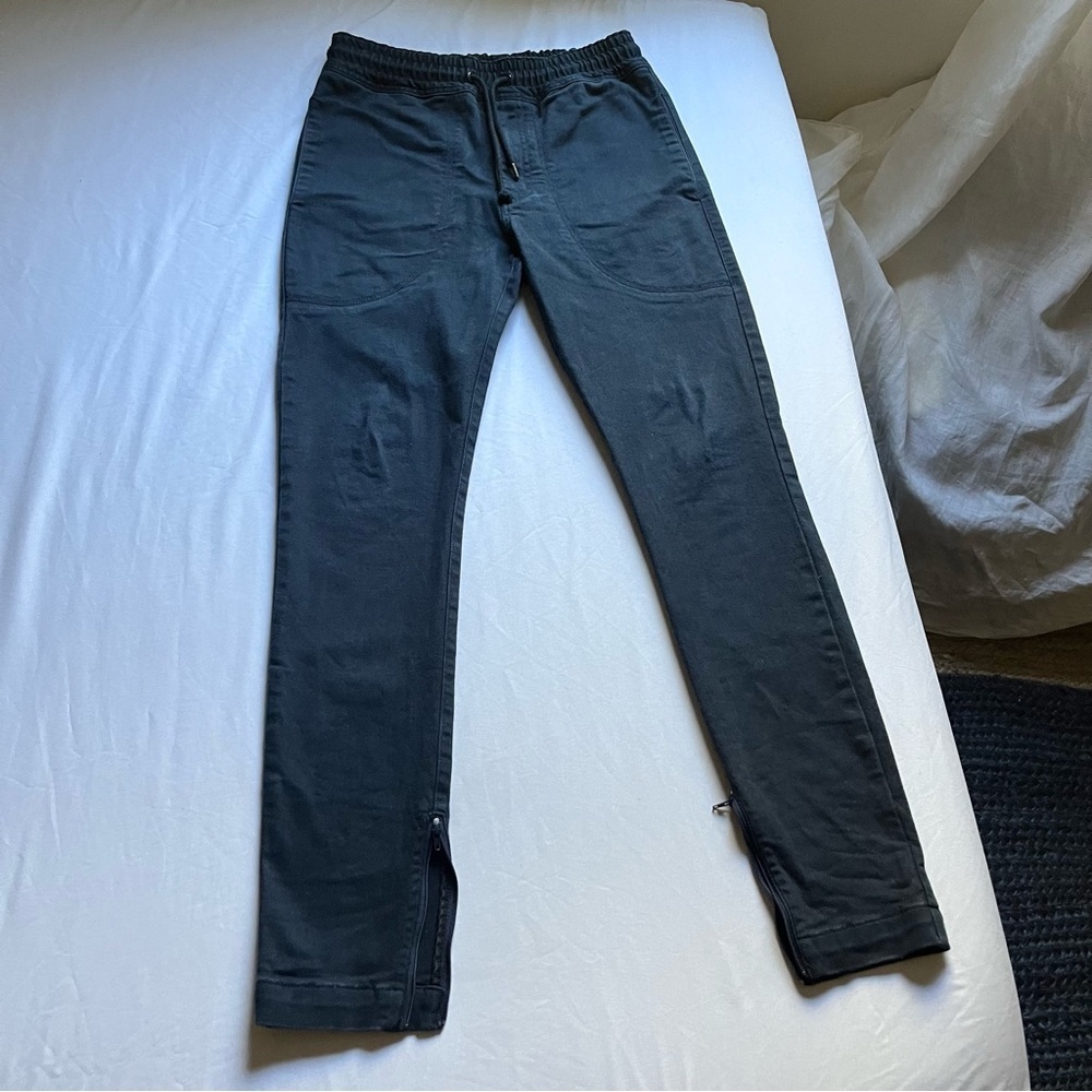 I LOVE UGLY navy blue‎ mens slim leg cropped elastic waist pants